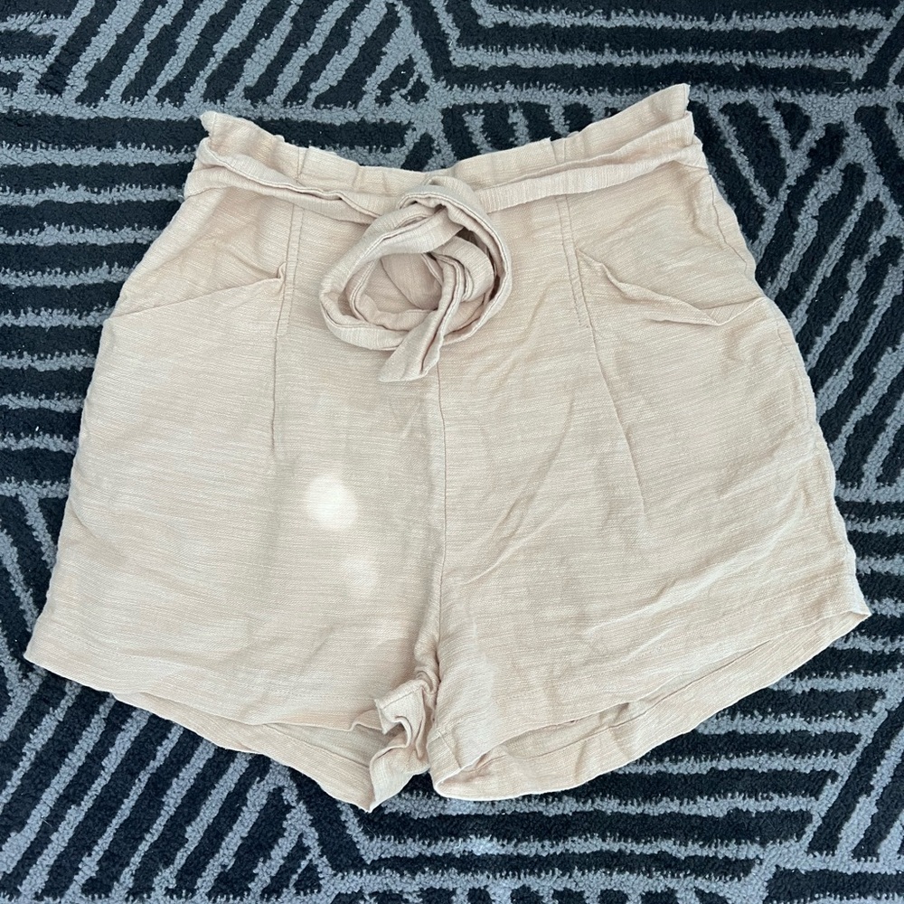 Lush Tan High Waist Shorts with Elastic Waistband